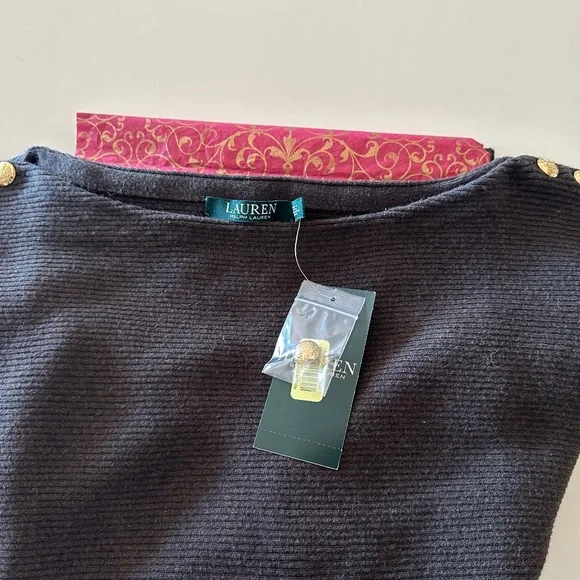 RALPH LAUREN 6 GOLD BUTTON BROWN SWEATER-NWT/L - Picture 2 of 8